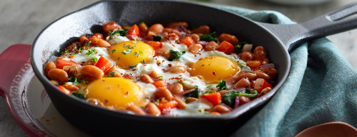 One Pan Baked Beans With Eggs
